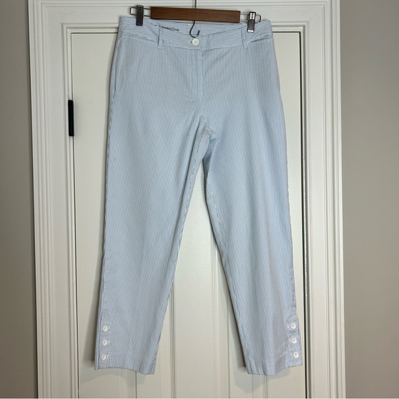 Talbots Blue and White Seersucker Pants Size 4 - Picture 2 of 8
